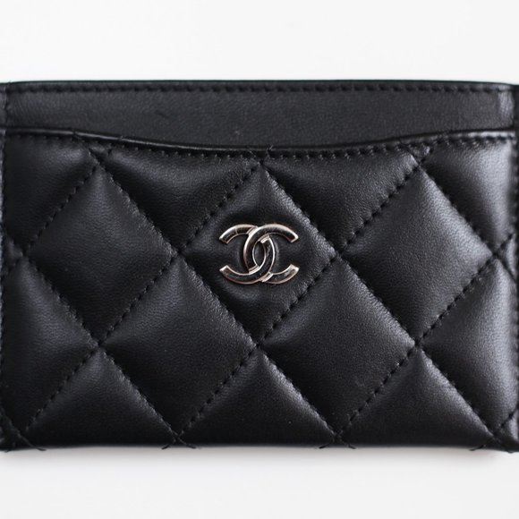 SOLD Chanel Classic Card Holder in Black Lambskin & Silver HW In Box + Card 2018 - Picture 3 of 12